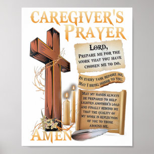 Caregivers Prayer Christian Cross Faith Hope Love  Poster