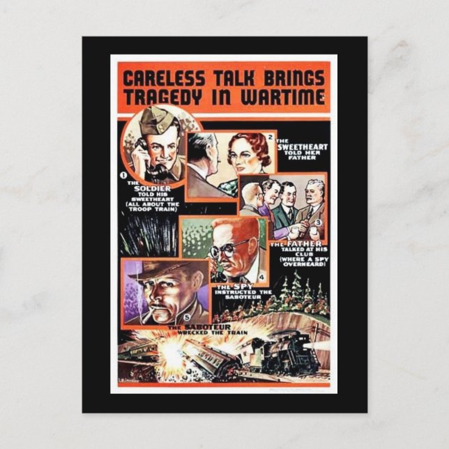 Careless Talk Brings Tragedy In Wartime Postcard (Front)