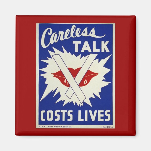Careless Talk Vintage War Poster Magnet (Front)