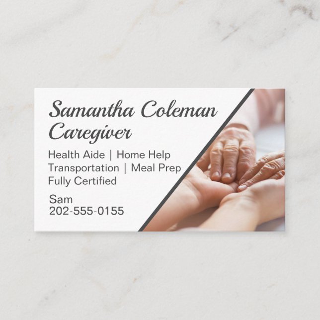 Carer Home Help Caregiver Business Card (Front)