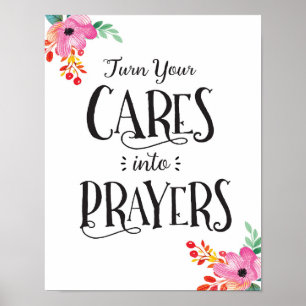 Cares into Prayer Art Print