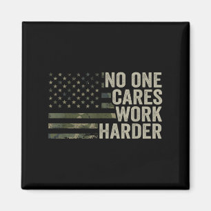 Cares Work Harder - Motivational Workout Gym Camo Magnet