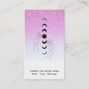 *~* Caress Moon Phases + Hands Celestial Glitter Business Card