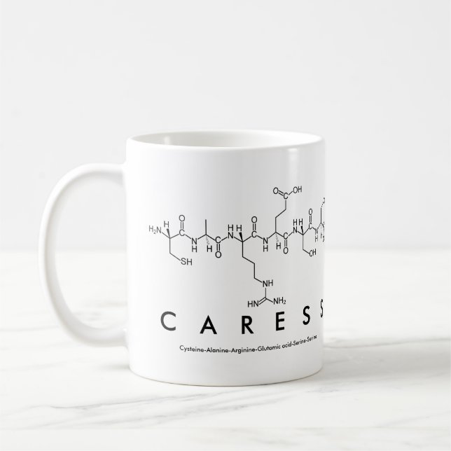 Caress peptide name mug (Left)