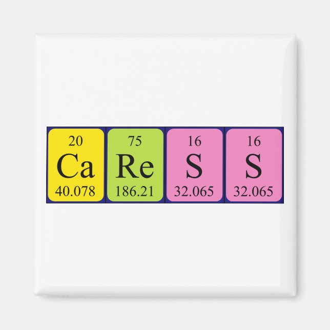 Caress periodic table name magnet (Front)