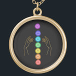 *~* Caress The Chakra Symbols . Healing Hands Gold Plated Necklace<br><div class="desc">Gold Plated powerful JEWELRY WITH INTENTION (R) - Energetically Enhanced Jewellery. Chakra and Healing Hands on a Black background. As a professional distance spiritual energy healer since 2001, I have learned, developed and utilised the power of energy healing intention. All my JEWELRY WITH INTENTION (R) carries the healing energy of...</div>