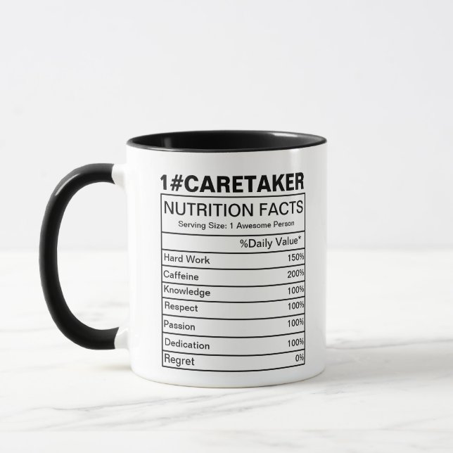Caretaker,Caretaker Nutrition Facts Appreciation  Mug (Left)