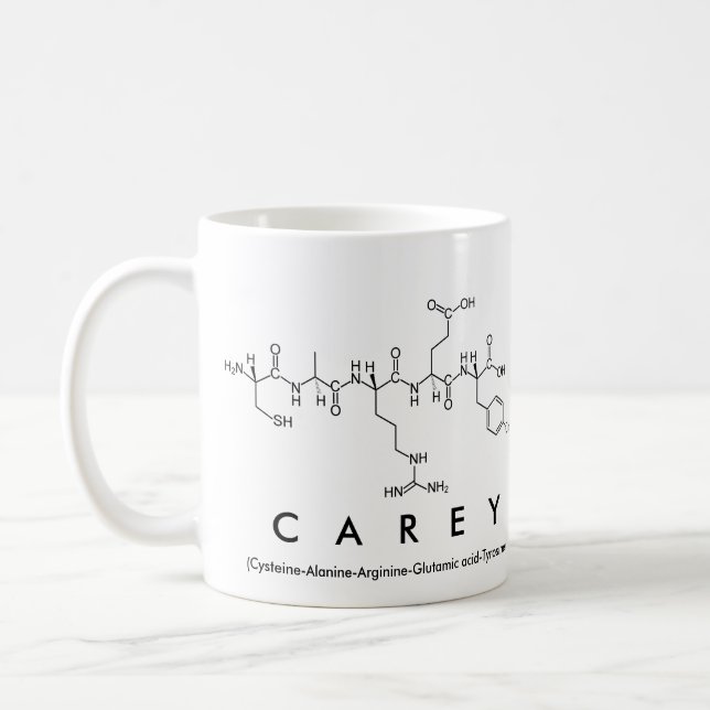 Carey peptide name mug (Left)