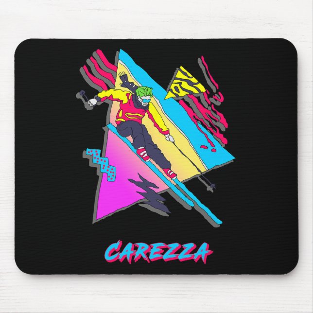 Carezza Colourful Retro Skiing Graphic Adventure  Mouse Mat (Front)