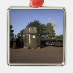 Cargo being prepared metal tree decoration