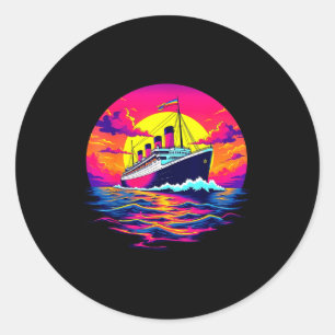 Cargo Ship Vintage Titanic Boat Travel Rate Men Wo Classic Round Sticker
