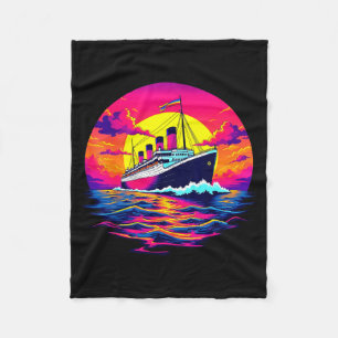 Cargo Ship Vintage Titanic Boat Travel Rate Men Wo Fleece Blanket