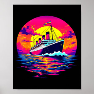 Cargo Ship Vintage Titanic Boat Travel Rate Men Wo Poster