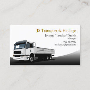 Cargo Truck Haulage Black Business Card