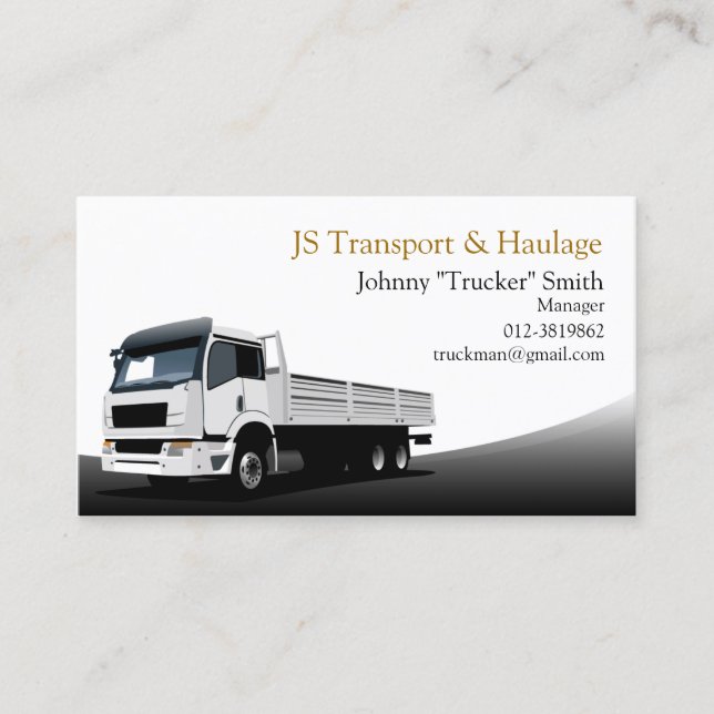 Cargo Truck Haulage Black Business Card (Front)
