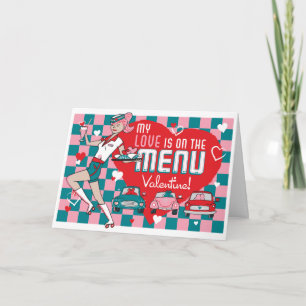 Carhop Retro Drive-In Valentine Card -Customizable