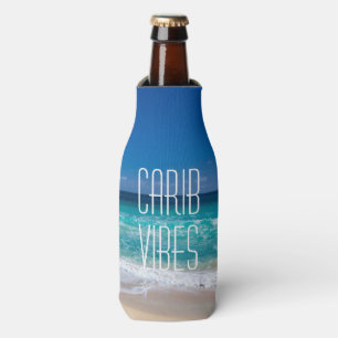 Carib Vibes Tropical Beach Turquoise Water w/ Name Bottle Cooler