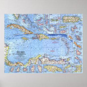 " Caribbean: 1962/present - West Indies map ... Poster
