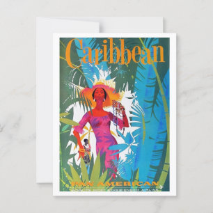 Caribbean Airlines Travel Retro Inspired  Postcard