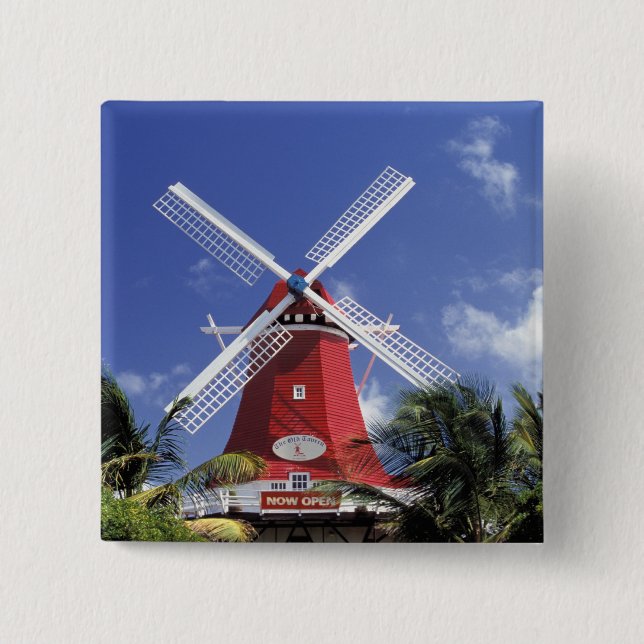 Caribbean, Aruba. Old Mill, converted into 'Mill 15 Cm Square Badge (Front)