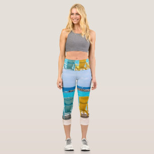Caribbean Beach Chair Oasis #2 #caribbean #wall Capri Leggings