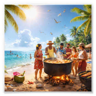Caribbean Beach Feast Under the Golden Sun Photo Print
