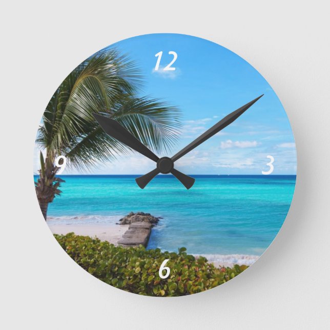 Caribbean Beach Round Clock (Front)