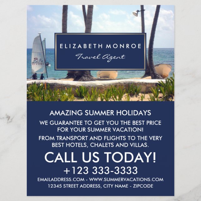 Caribbean Beach, Travel Agent Advertising Flyer (Front)