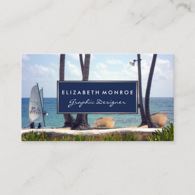 Caribbean Beach, Travel & Tourism Business Card (Front)