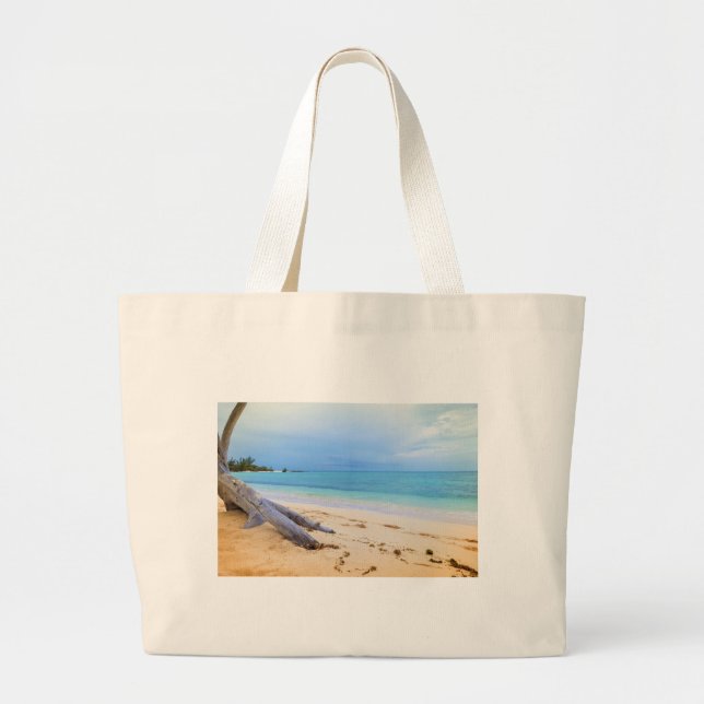 Caribbean Beachscape Large Tote Bag (Front)