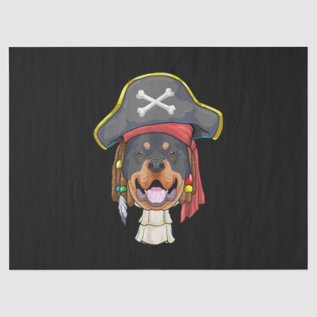 Caribbean Beads Rottweiler Pirate Dog Funny Lovers Tissue Paper (Front)