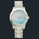 Caribbean Blue Agate White Dial Custom Watch<br><div class="desc">Leonbience luxury dial watches. The materials on this watch such as gold,   precious and semi-precious gems,  are not real,  they are high resolution digital images. Customise the name on this watch.</div>