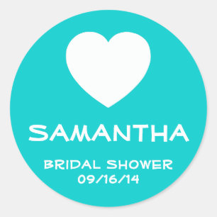 Caribbean Blue and White Heart Favour Seal