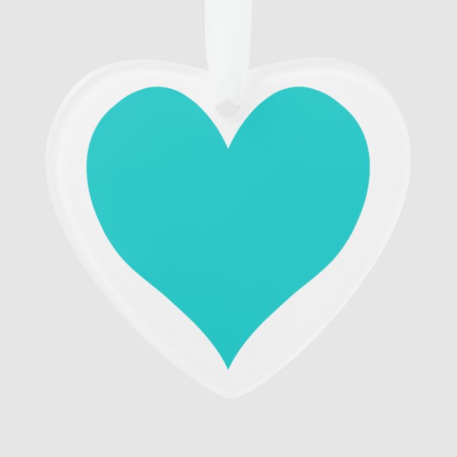 Caribbean Blue Cute Heart Shape Ornament (Front)