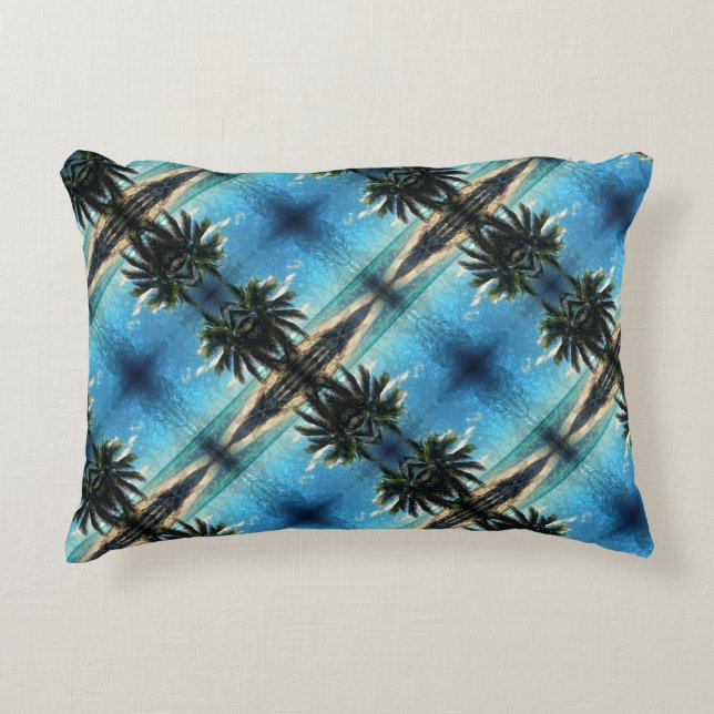 Caribbean Blue Digital Art tiled pattern Decorative Cushion (Front)