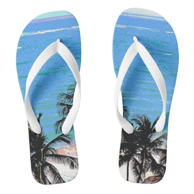Caribbean Blue Flip Flops (Footbed)
