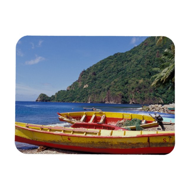 Caribbean, BWI, St. Lucia, Sailboats, Soufriere. Magnet (Horizontal)