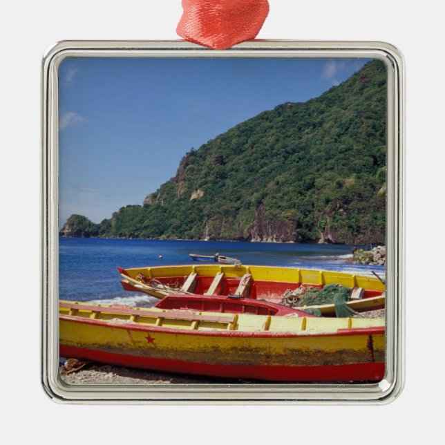 Caribbean, BWI, St. Lucia, Sailboats, Soufriere. Metal Tree Decoration (Front)