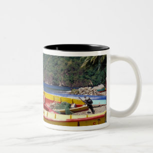 Caribbean, BWI, St. Lucia, Sailboats, Soufriere. Two-Tone Coffee Mug