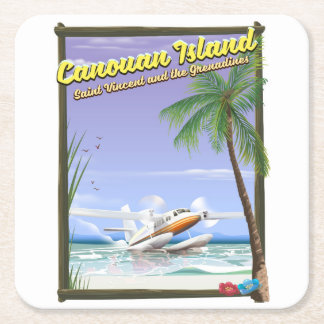 Caribbean, Canouan islands paradise poster. Square Paper Coaster