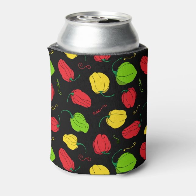 Caribbean Chef Scotch Bonnet Chilli Peppers Beer Can Cooler (Can Back)