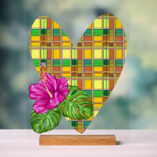 Caribbean Colorful Fabric Madras Tartan Acrylic Sign