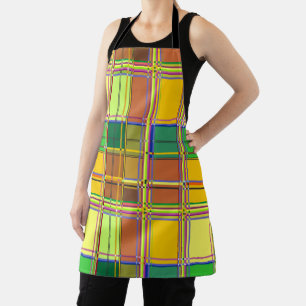 Caribbean Colorful Fabric Madras Tartan Apron