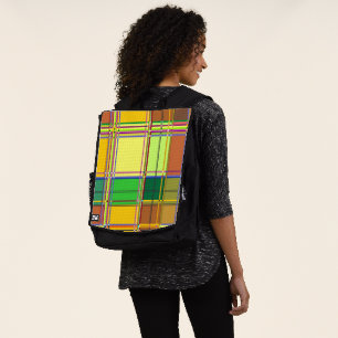 Caribbean Colorful Fabric Madras Tartan Backpack