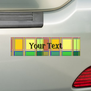 Caribbean Colorful Fabric Madras Tartan Bumper Sticker