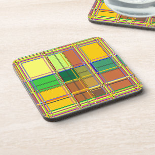 Caribbean Colorful Fabric Madras Tartan Coaster