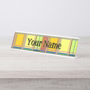 Caribbean Colorful Fabric Madras Tartan Desk Name Plate