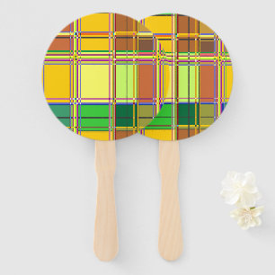 Caribbean Colorful Fabric Madras Tartan Hand Fan