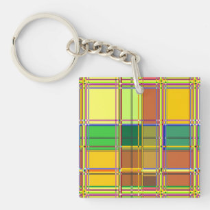 Caribbean Colorful Fabric Madras Tartan Key Ring