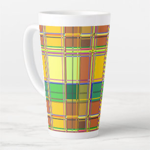 Caribbean Colorful Fabric Madras Tartan Latte Mug